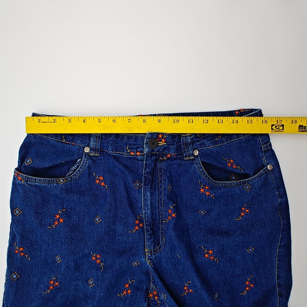 Vintage Liz Claiborne LizWear Embroidered Floral Women's 14 Cottagecore Denim - Picture 8 of 8